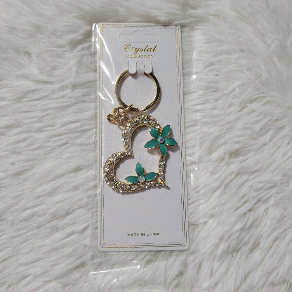 Crystal Collection Floral Heart Keychain